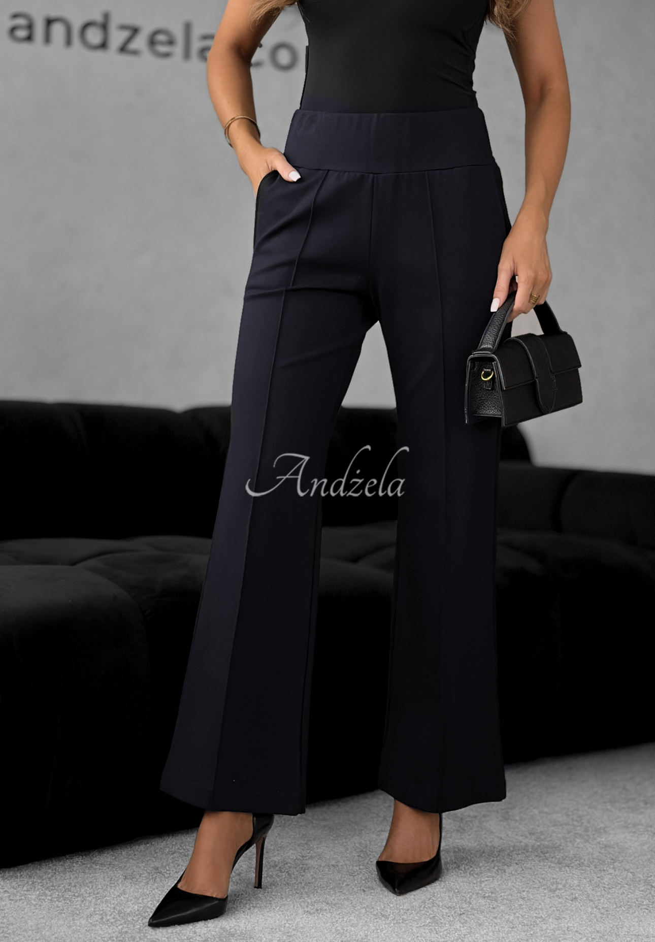 Can't Ignore Me fabric bell bottoms navy blue