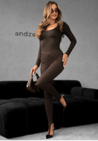 Legginsy z marszczeniem Lazy Afternoon czekoladowe