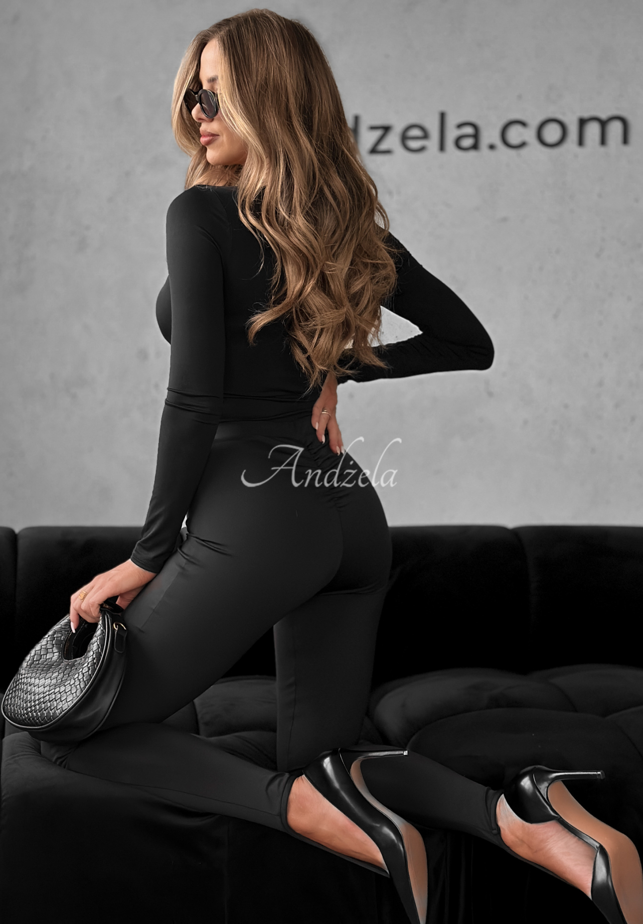 Viscose leggings with creases and toe tab Lazy Afternoon black