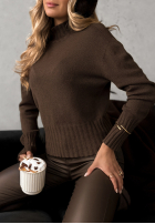 Krótki sweter Single Snowflake czekoladowy