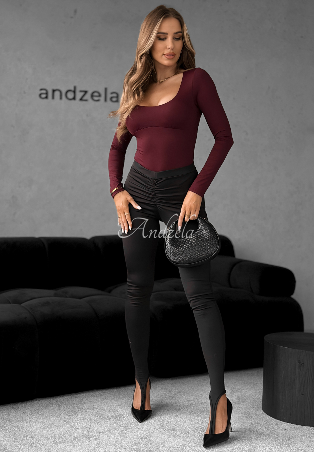 Body z dekoltem Come Over burgundowe