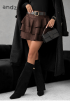 Zamszowa spódniczka mini z falbankami Girly Time czekoladowa