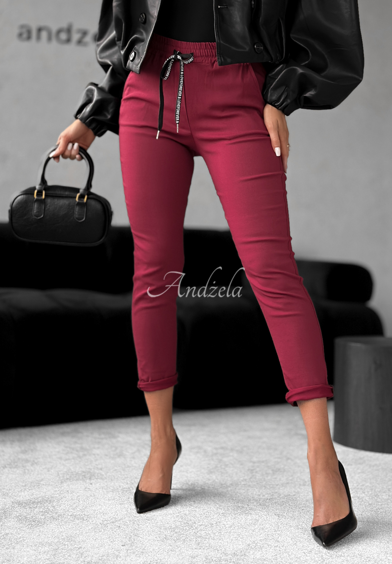 Spodnie Harwinton jasnoburgundowe