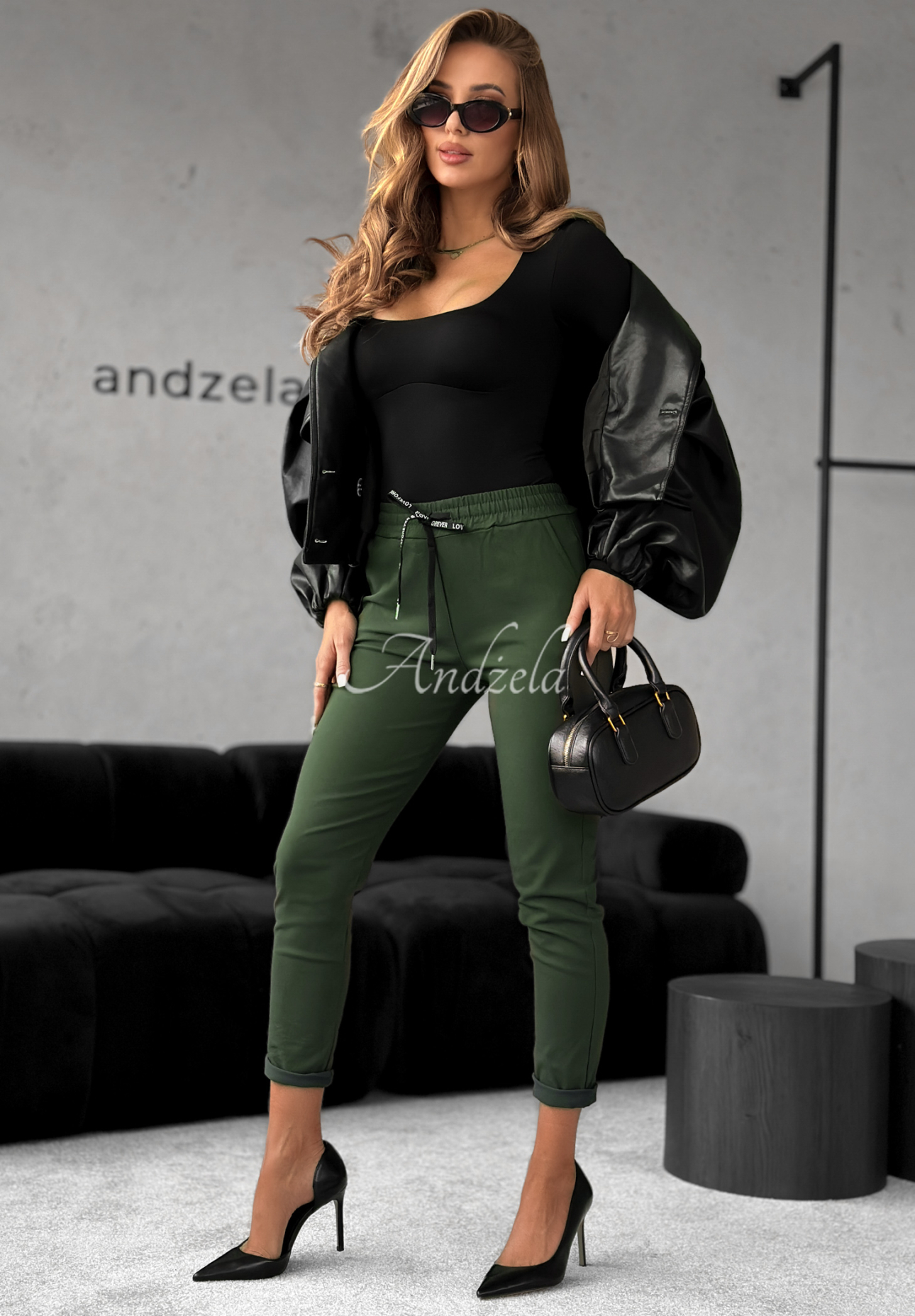 Spodnie Harwinton ciemny khaki