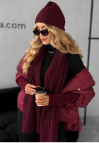 Prążkowany komplet czapka i szalik z kaszmirem Snow Dates burgundowy