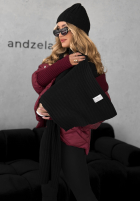 Prążkowany komplet czapka i szalik z kaszmirem Snow Dates czarny