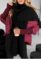 Prążkowany komplet czapka i szalik z kaszmirem Snow Dates czarny