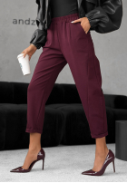 Materiałowe spodnie It Was Real burgundowe