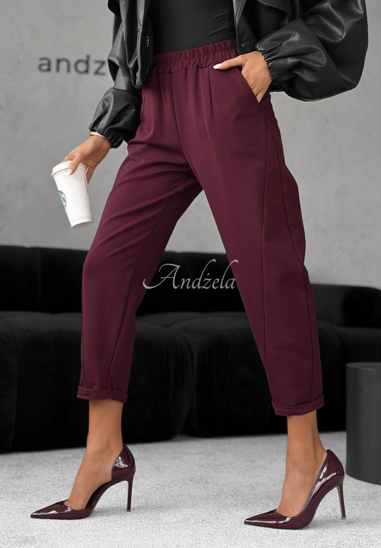 Viscose banana pants It Was Real burgundy