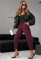 Materiałowe spodnie It Was Real burgundowe