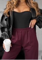 Materiałowe spodnie It Was Real burgundowe