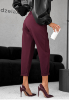 Materiałowe spodnie It Was Real burgundowe