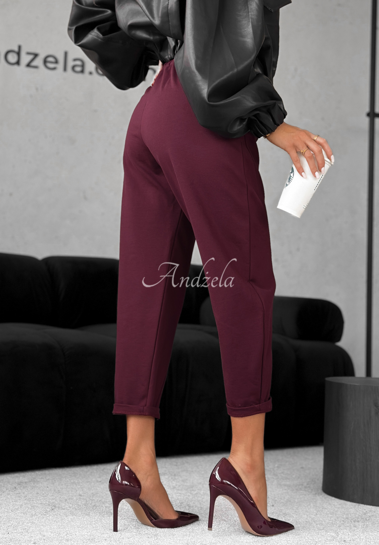 Viscose banana pants It Was Real burgundy