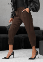 Materiałowe spodnie It Was Real czekoladowe