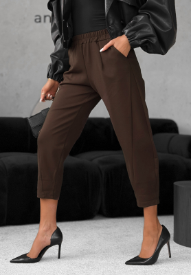 Wiskozowe spodnie banana It Was Real czekoladowe