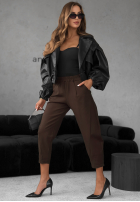 Materiałowe spodnie It Was Real czekoladowe