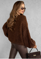 Krótki kardigan z bufkami Snow Hill czekoladowy