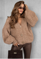 Krótki kardigan z bufkami Snow Hill beżowy