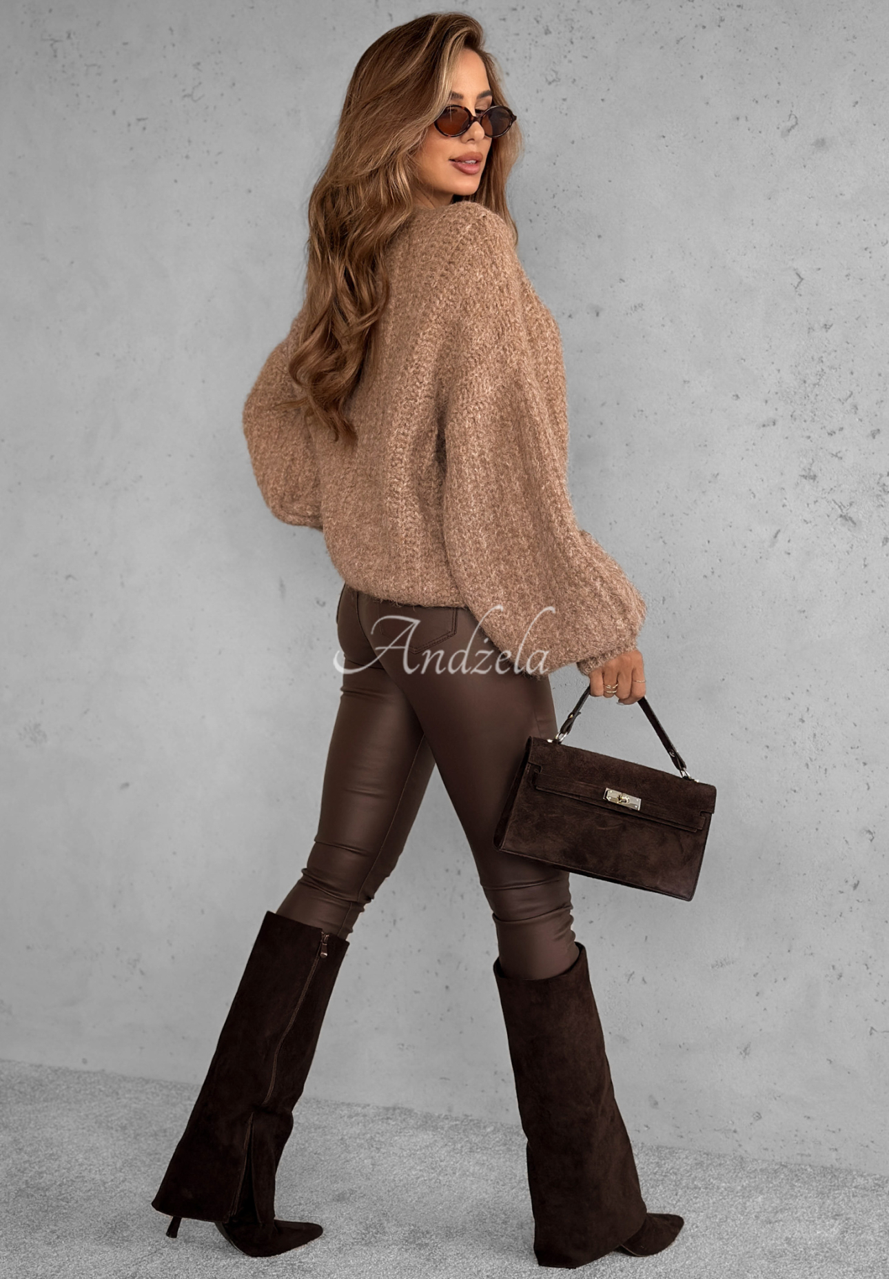 Viscose short cardigan with buffets and wool Snow Hill camel