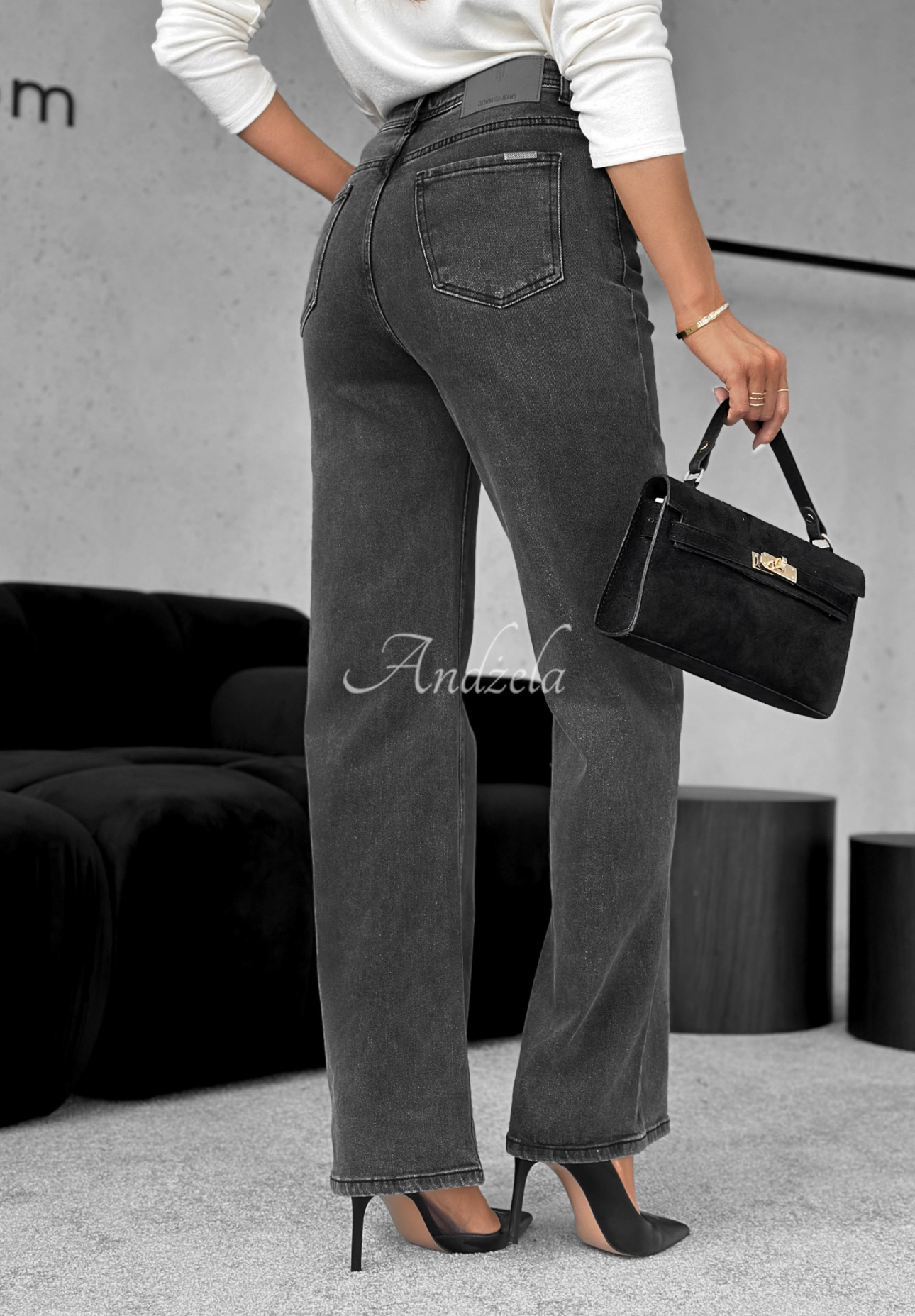 Straight denim pants Make It Real dark grey