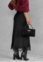 Satynowa spódnica midi z koronką Hot Topic czarna