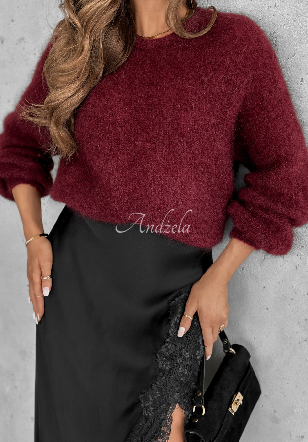 Warm Hug burgundy mohair sweater