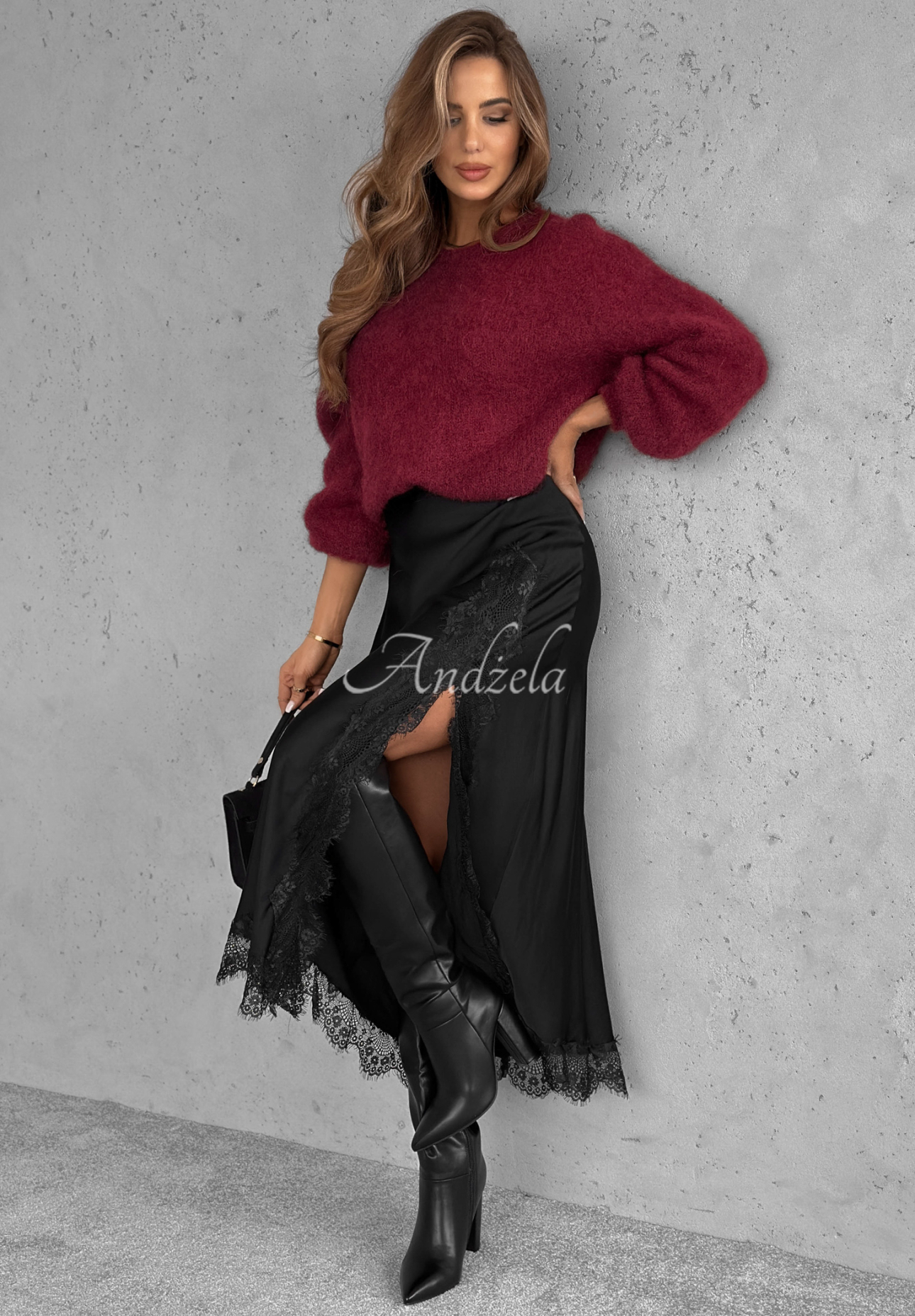 Moherowy sweter Warm Hug burgundowy