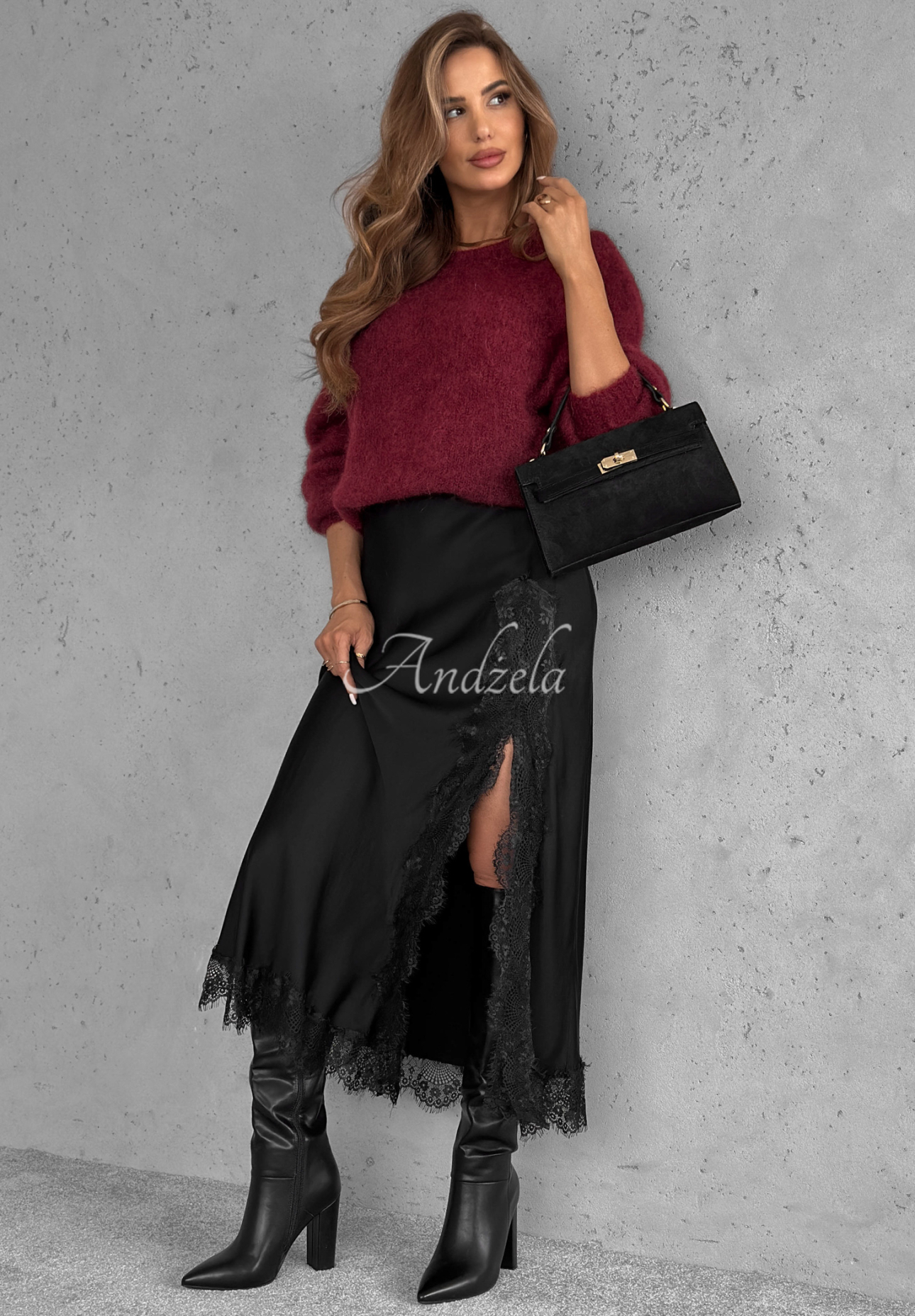 Warm Hug burgundy mohair sweater