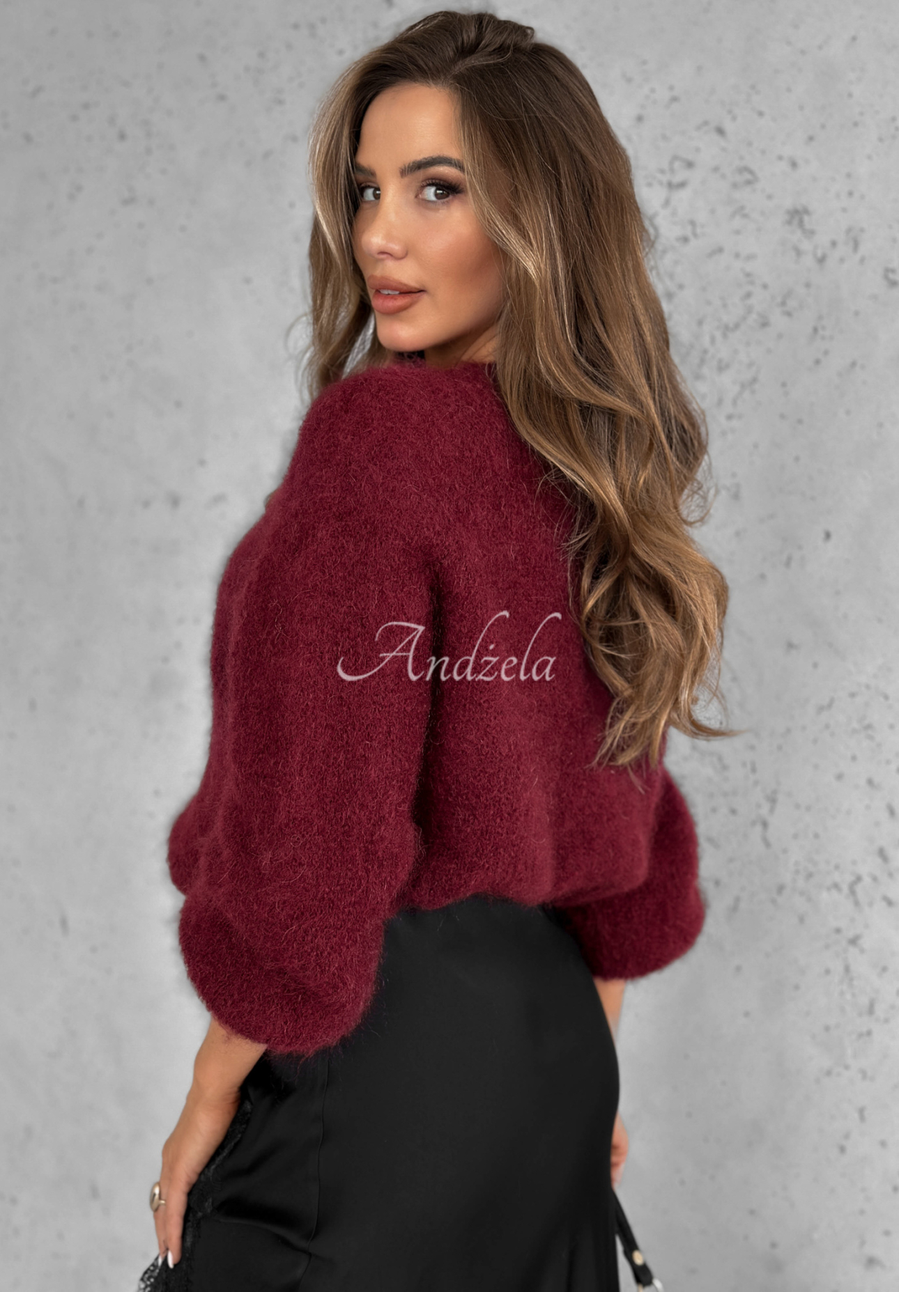 Moherowy sweter Warm Hug burgundowy