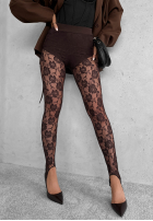 Koronkowe legginsy z wiskozy z zapiętkami Dreaming Of Lace czekoladowe
