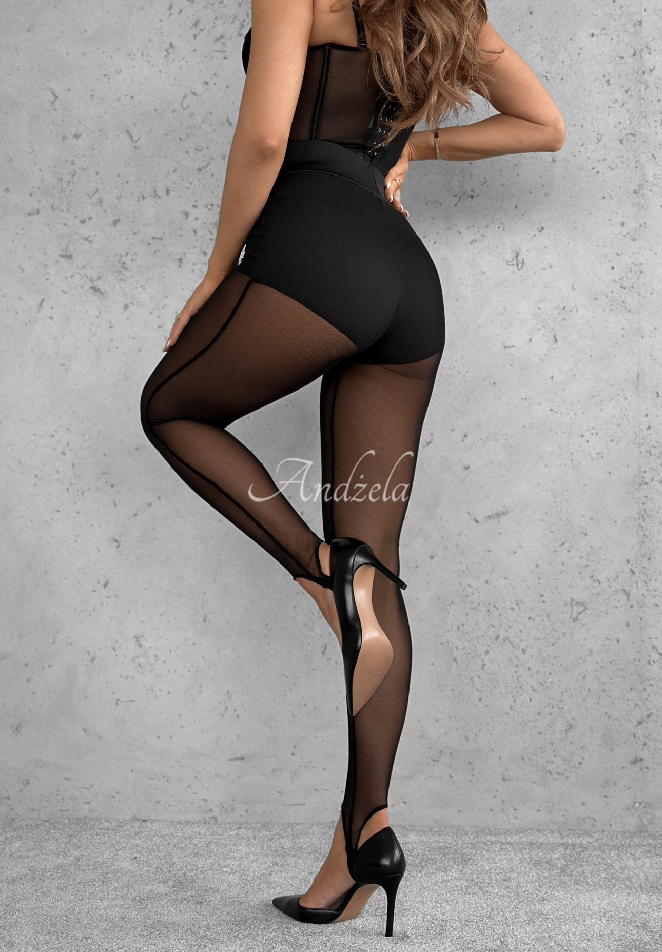 Viscose mesh leggings with What A Night heels black