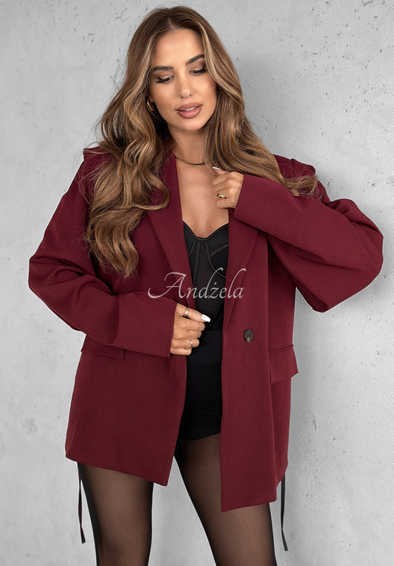 Alone Again burgundy blazer with belt