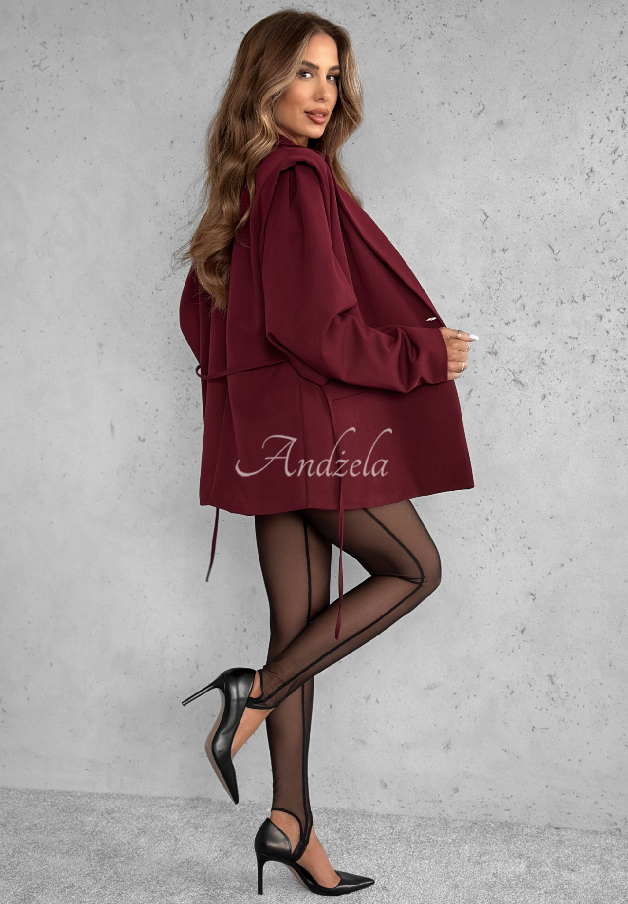 Alone Again burgundy blazer with belt