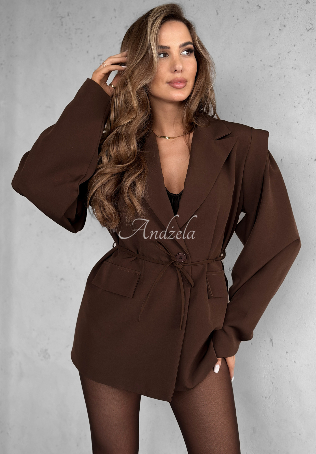 Alone Again belted jacket chocolate