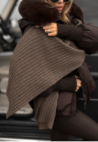 Prążkowany komplet czapka i szalik z kaszmirem Snow Dates beżowy