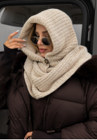 Czapka z szalikiem balaclava Shade Of WInter jasnobeżowa