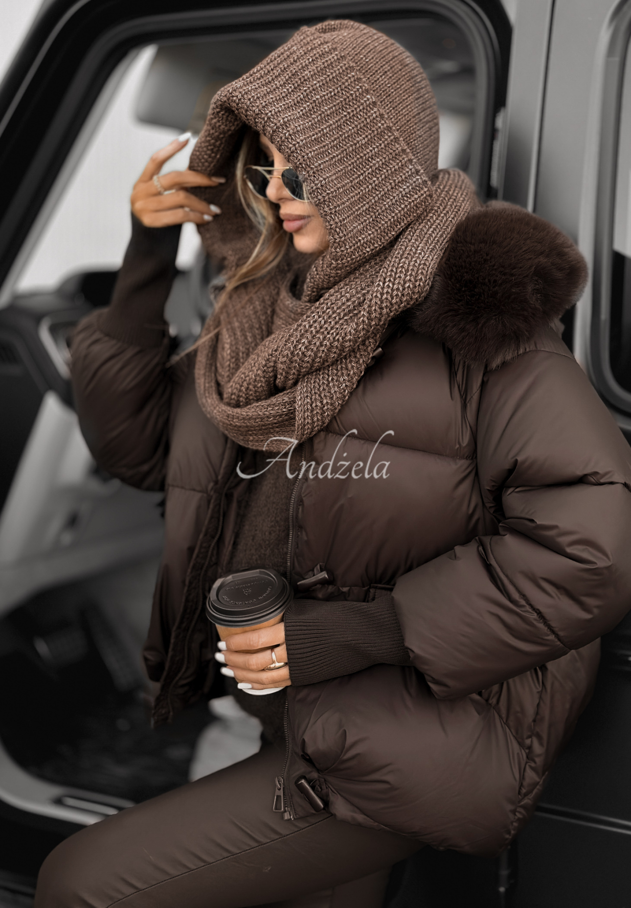 Shade Of Winter chocolate hooded balaclava chimney scarf
