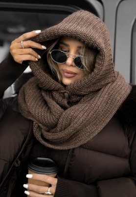 Shade Of Winter chocolate hooded balaclava chimney scarf