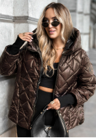 Pikowana kurtka z kapturem Just The Wind czekoladowa