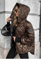 Pikowana kurtka z kapturem Just The Wind czekoladowa