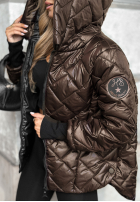 Pikowana kurtka z kapturem Just The Wind czekoladowa