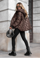 Pikowana kurtka z kapturem Just The Wind czekoladowa
