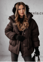 Puchowa kurtka Watch It Snow czekoladowa