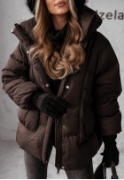 Puchowa kurtka Watch It Snow czekoladowa