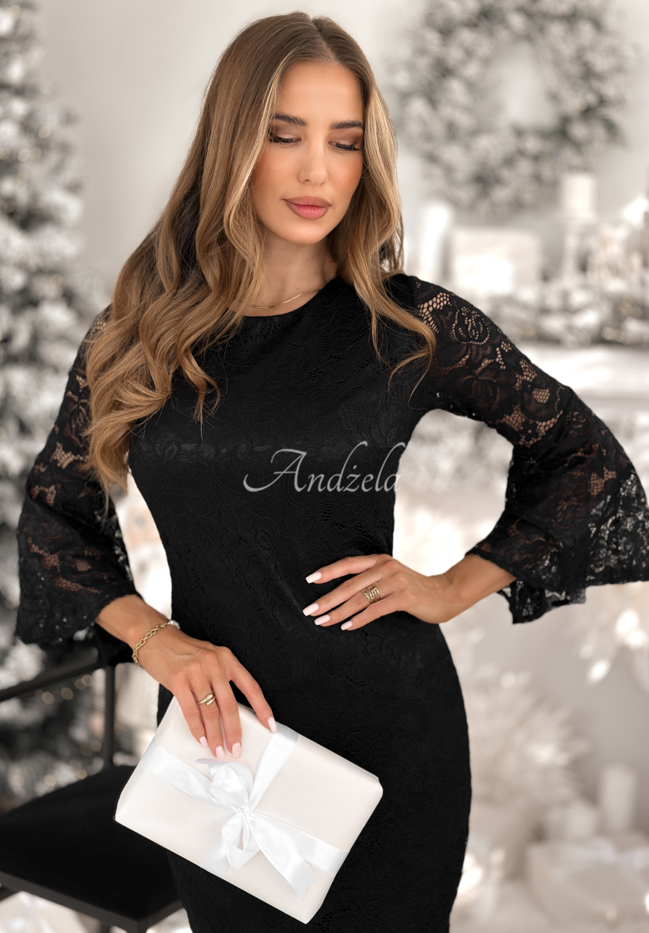 Weekends Only black lace midi dress