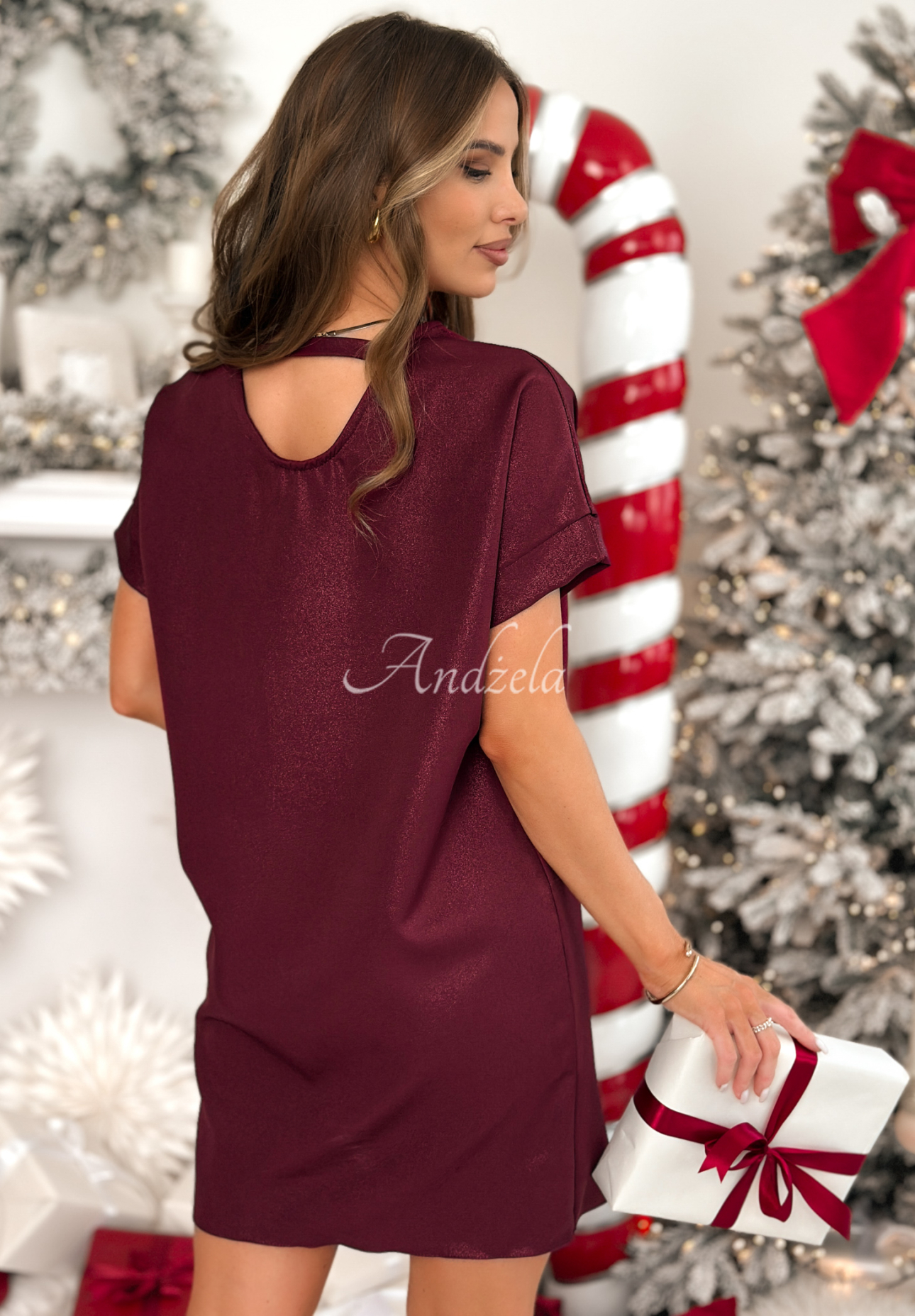 Sparkling Christmas Lights burgundy mini dress