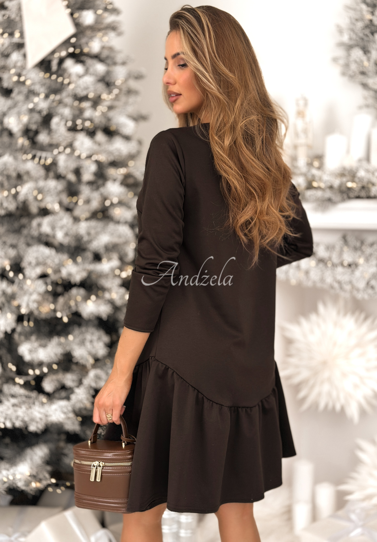 For What chocolate frill dress