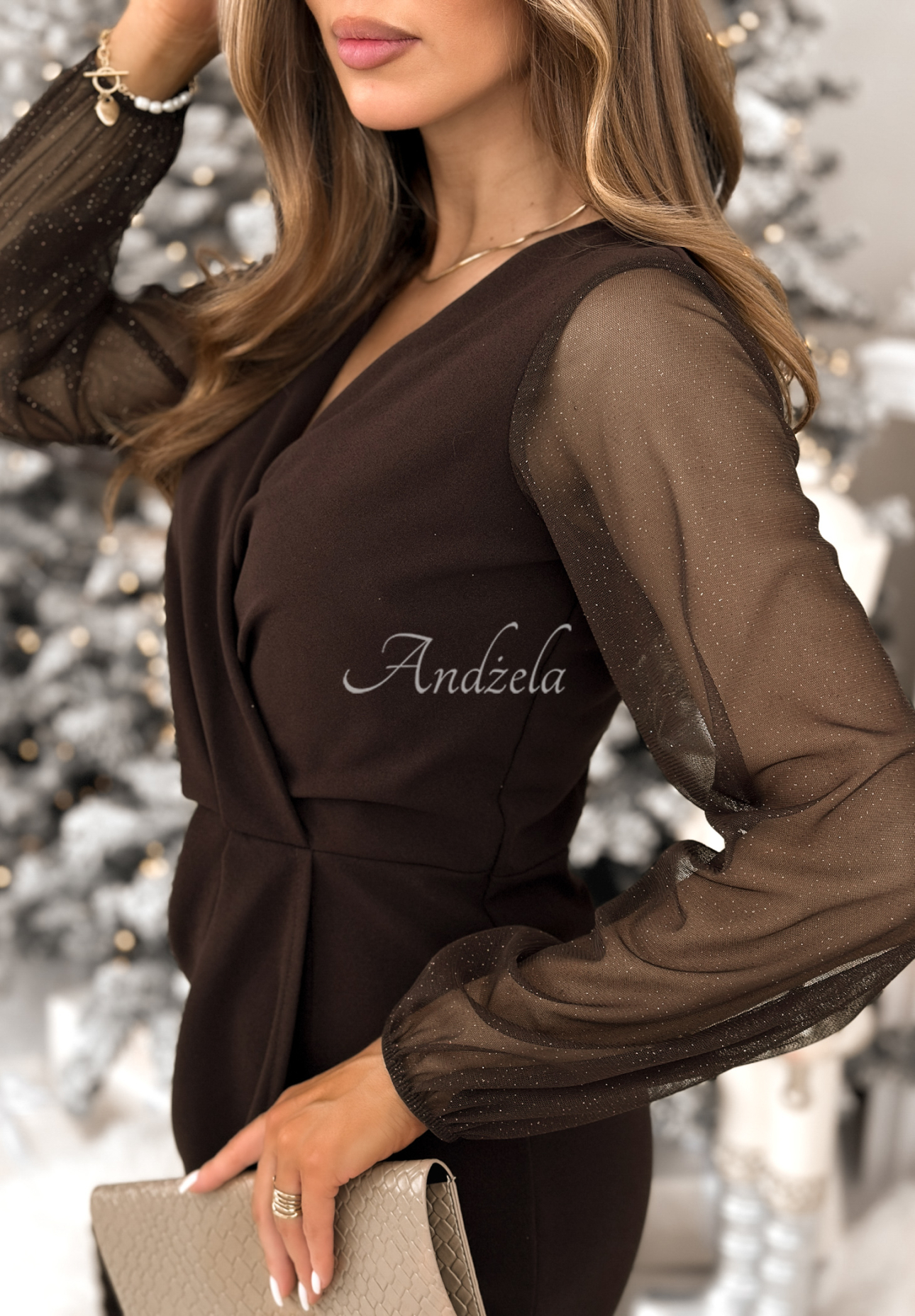 Mini dress with decorative sleeves Sweet Gifts chocolate.