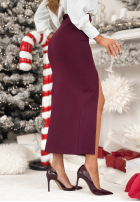 Ołówkowa spódnica z rozcięciem Live With Purpose burgundowa
