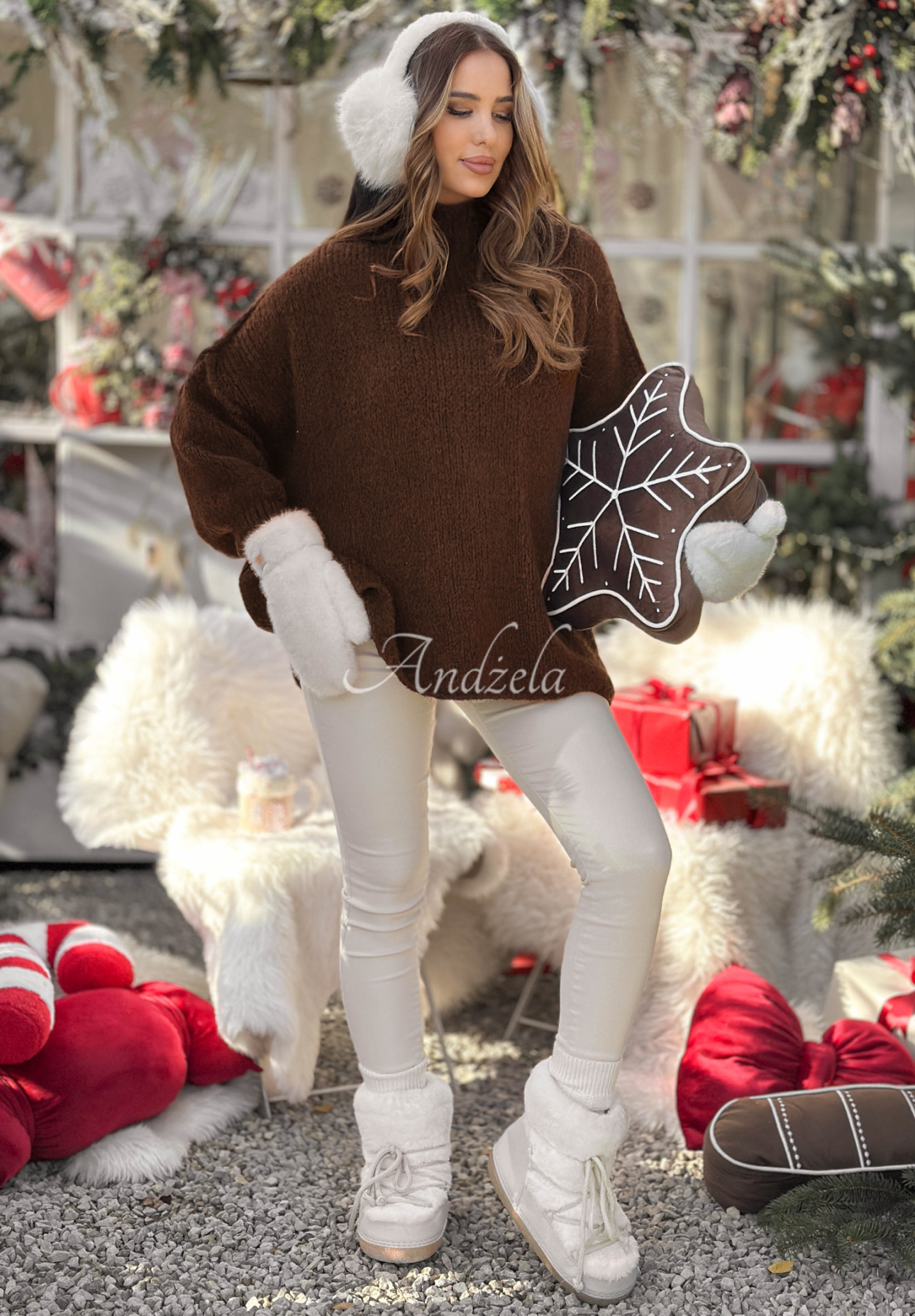 Oversize sweater with wool and viscose October Chill chocolate